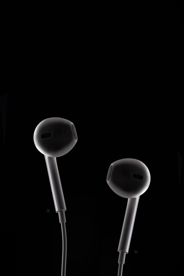 earphones in black background