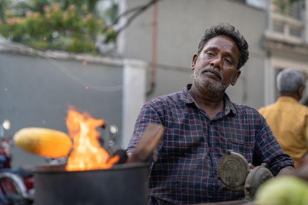 a man cooking food