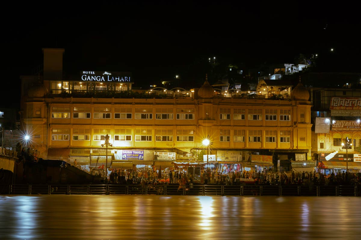 hotel at night in Haridwar