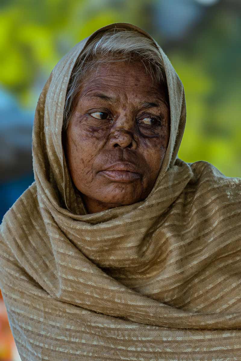 a old lady with more texture on face