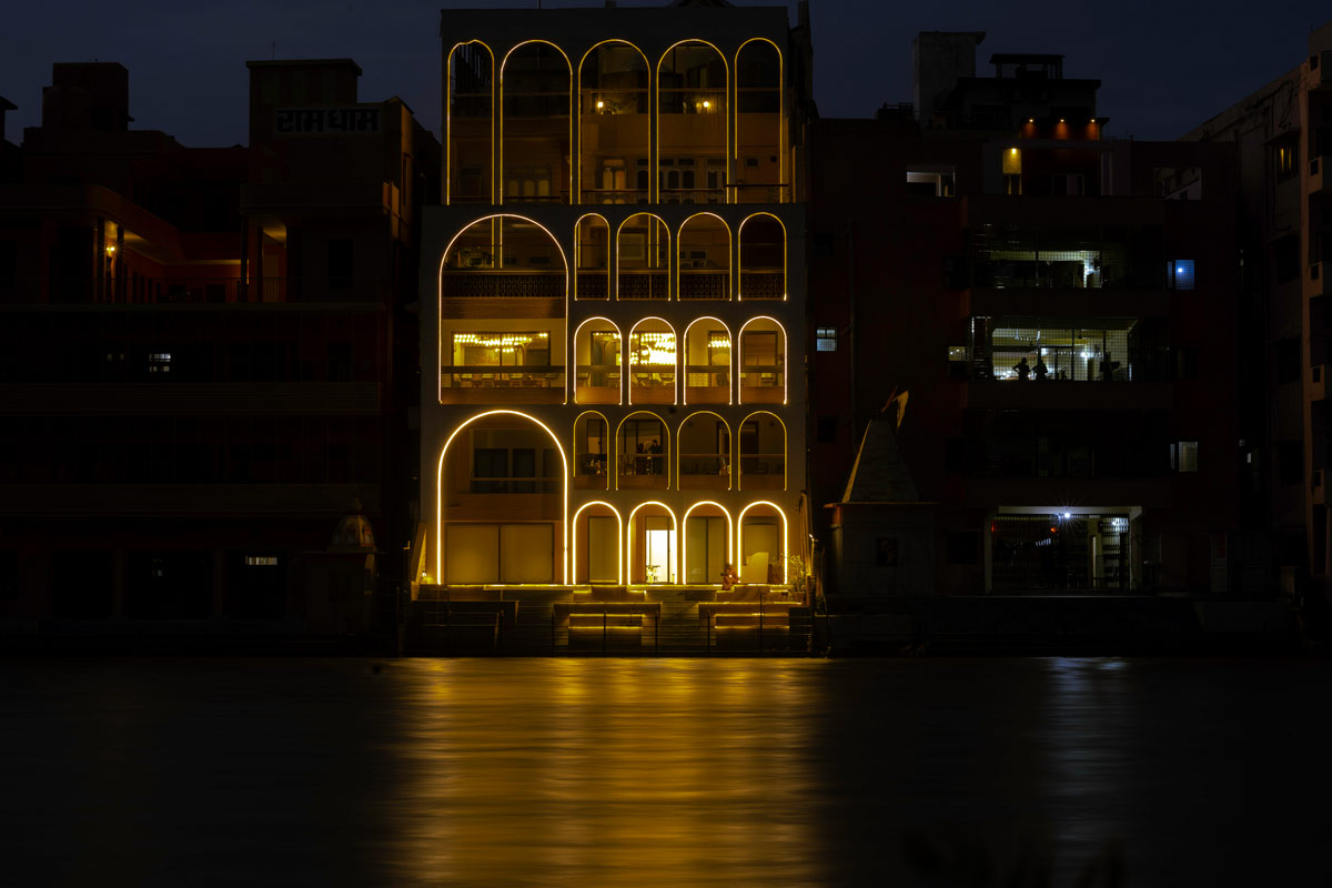 lavish hotel with LED light at ganga ghat