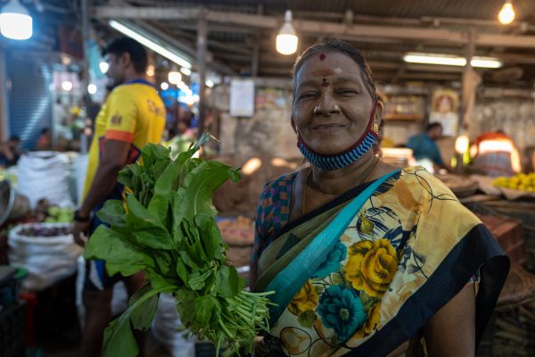 women holded green leaves