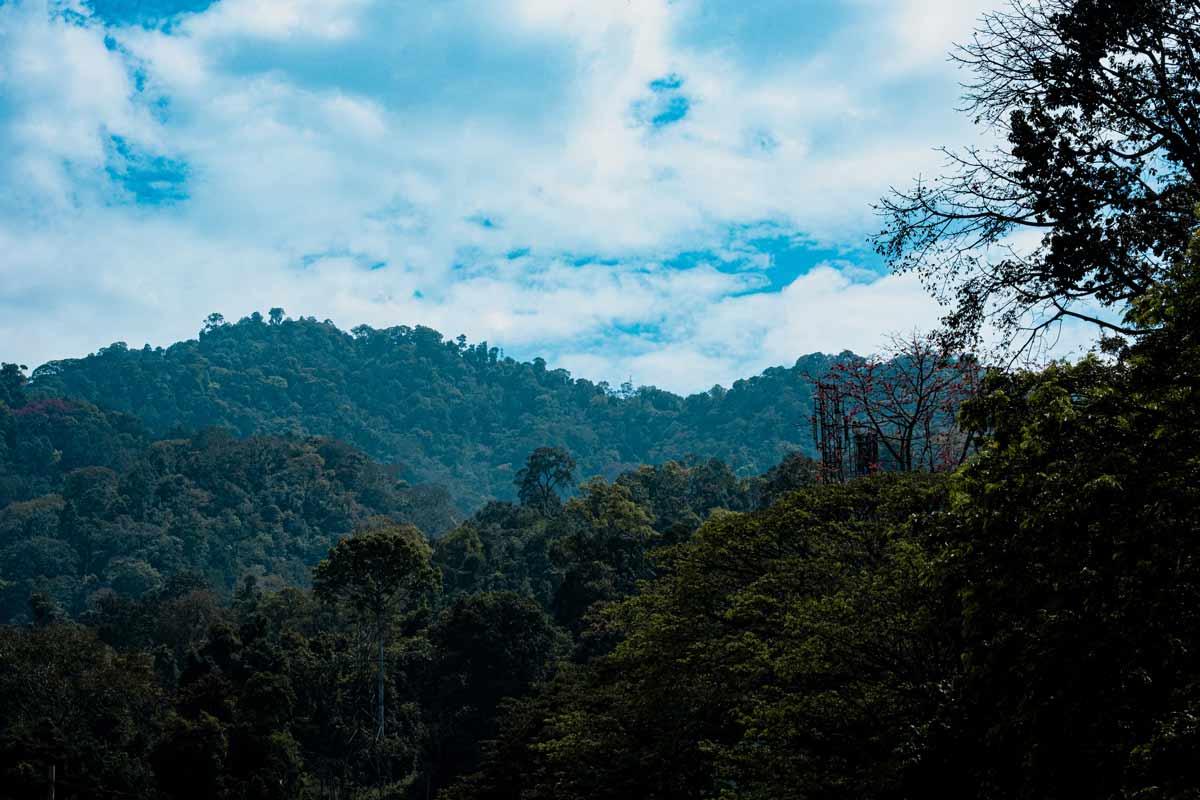 Landscape photo with mountain and clouds