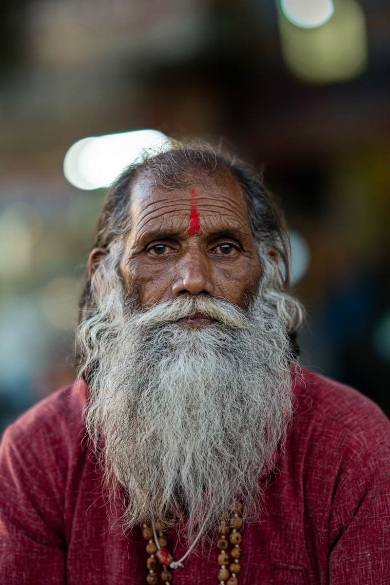 a sadhu is with long white beard