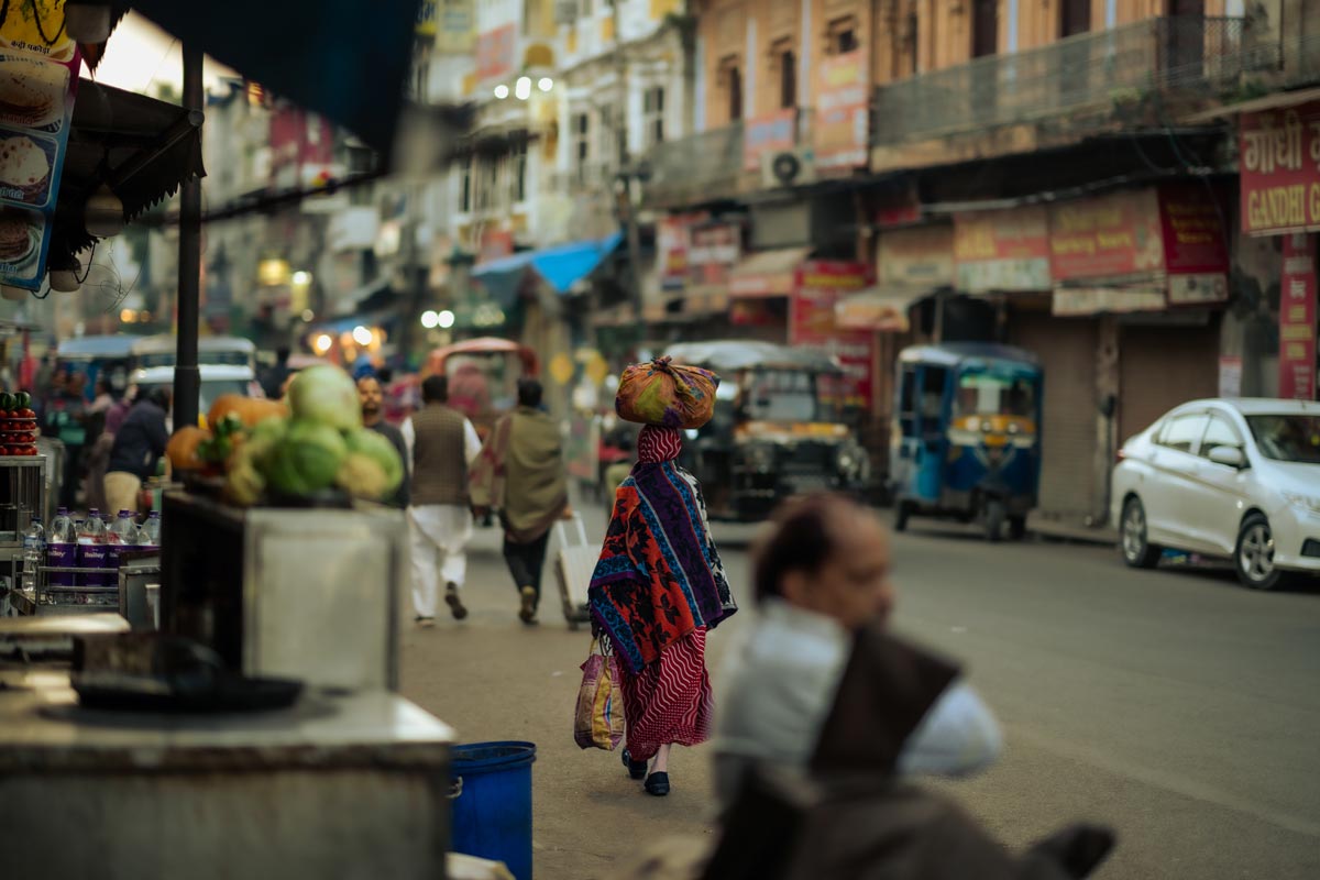 a lady walking with her laguage