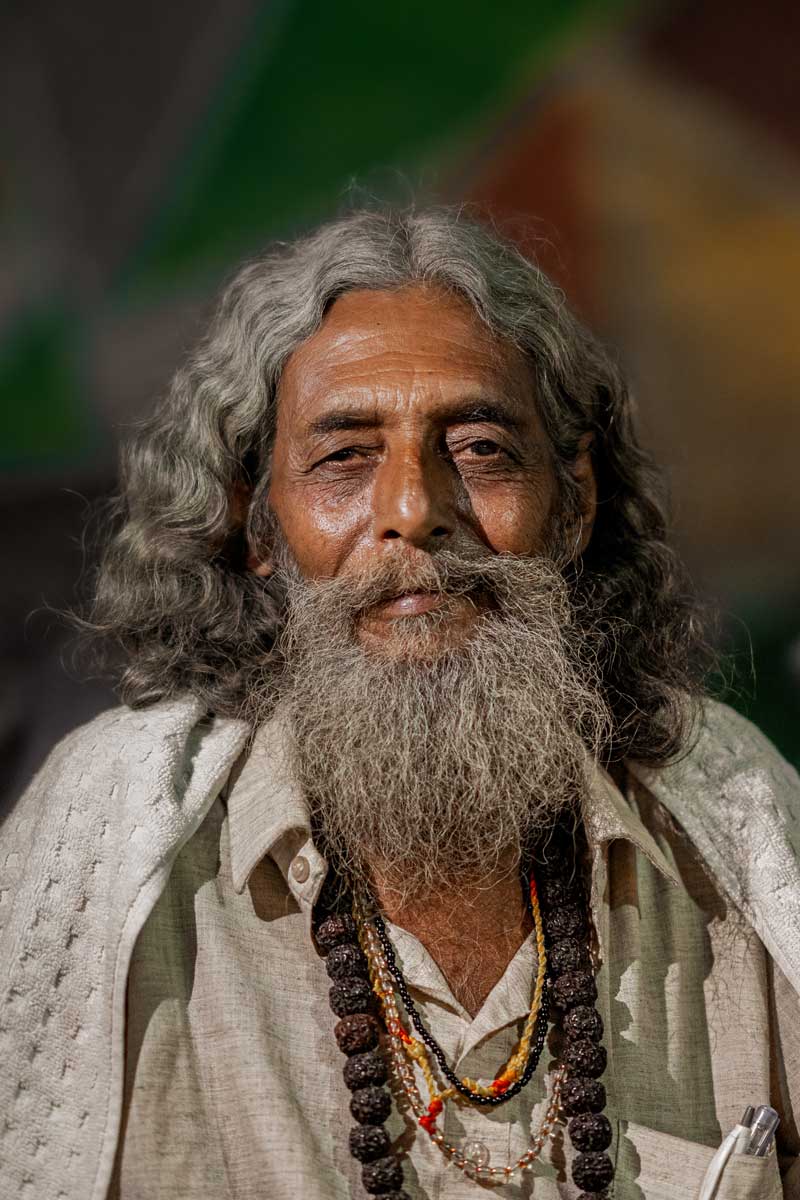  a baba in haridwar streets with smiling