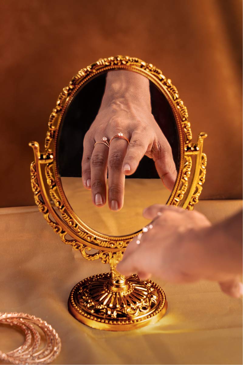 image of ring reflected in mirror