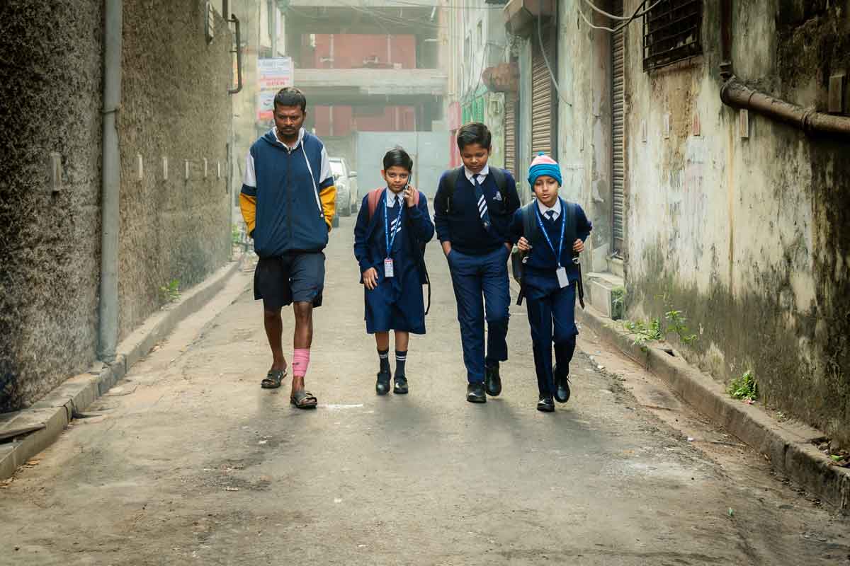 students going to school