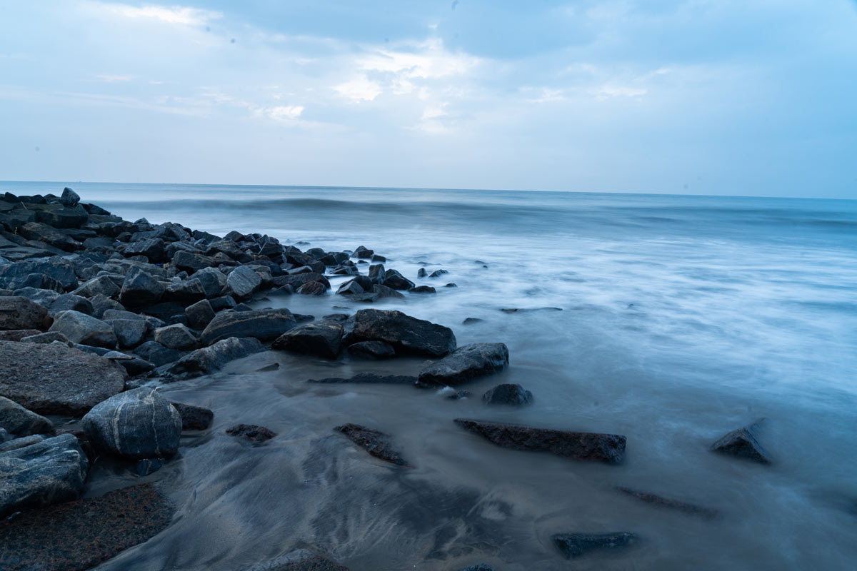 long exposure photo of Kozhikode beach