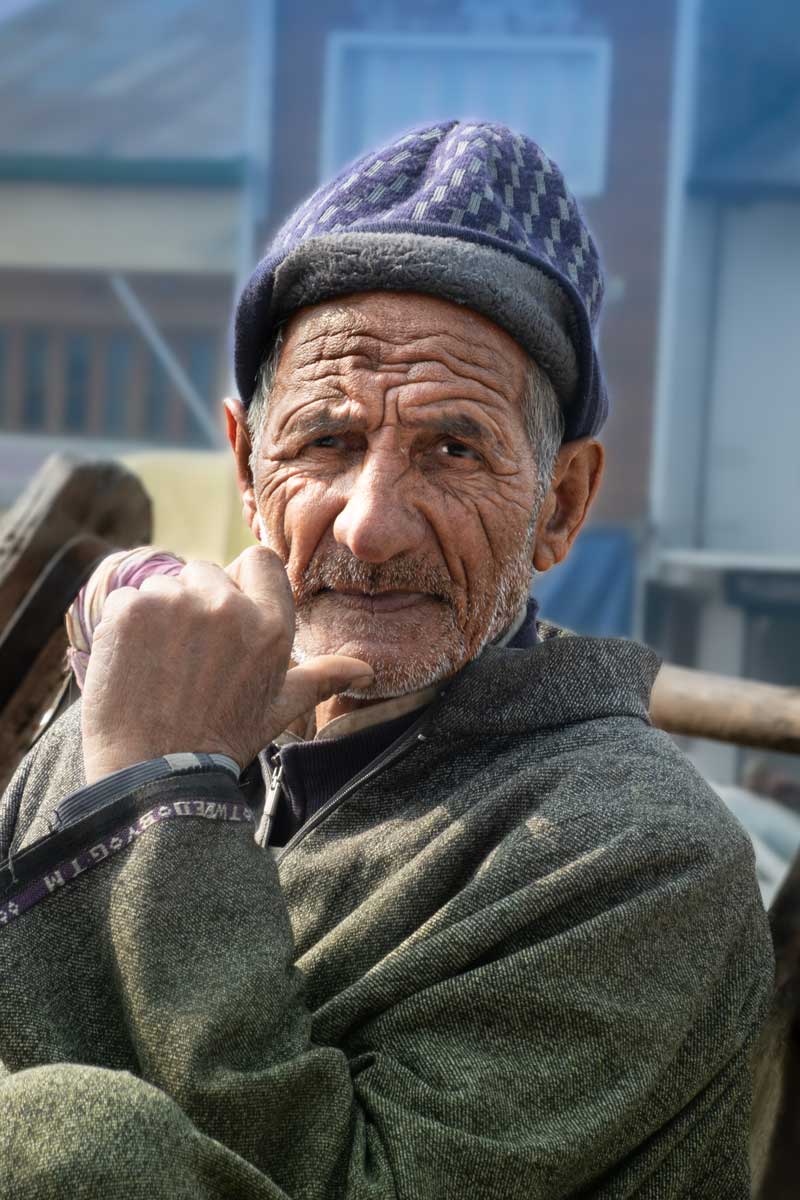 Wrinkled face marked with the delicate touch of time