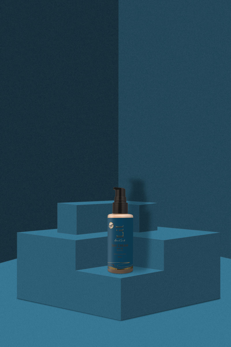 day cream placed on a blue background