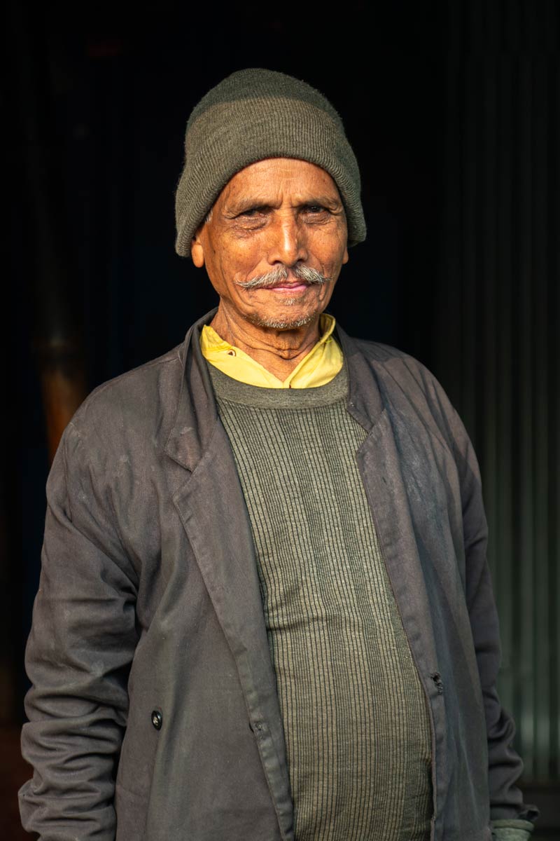 man standing in morning light