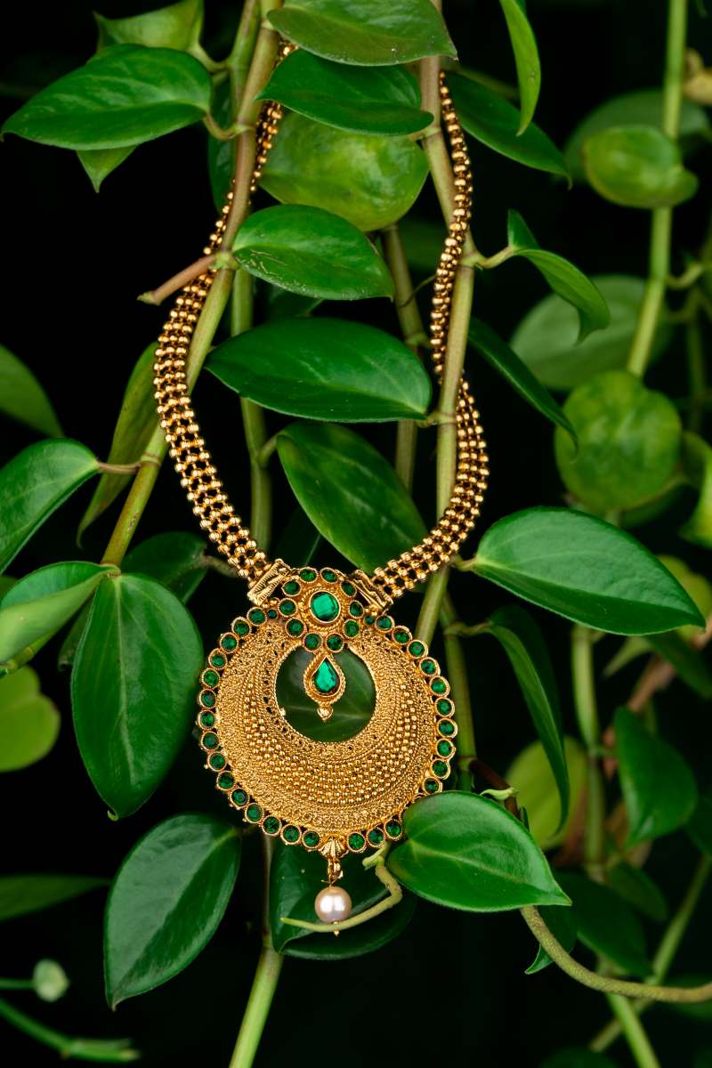 Jewelry with greenery.