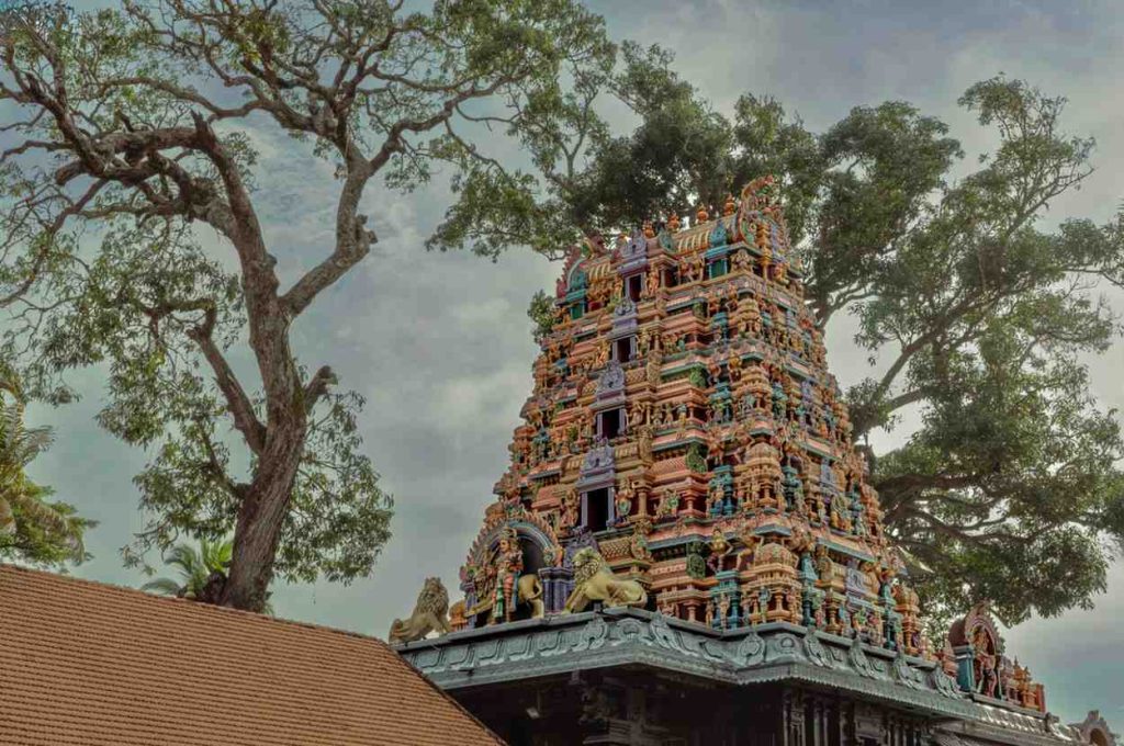 Temple with green tree background