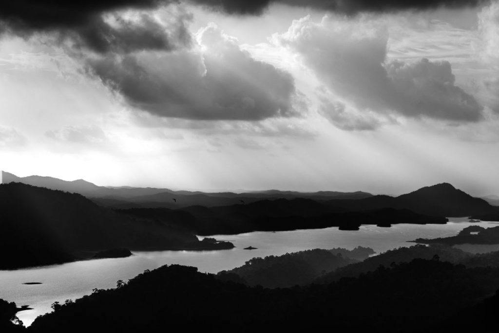  Landscape showing mountains in deep layers.