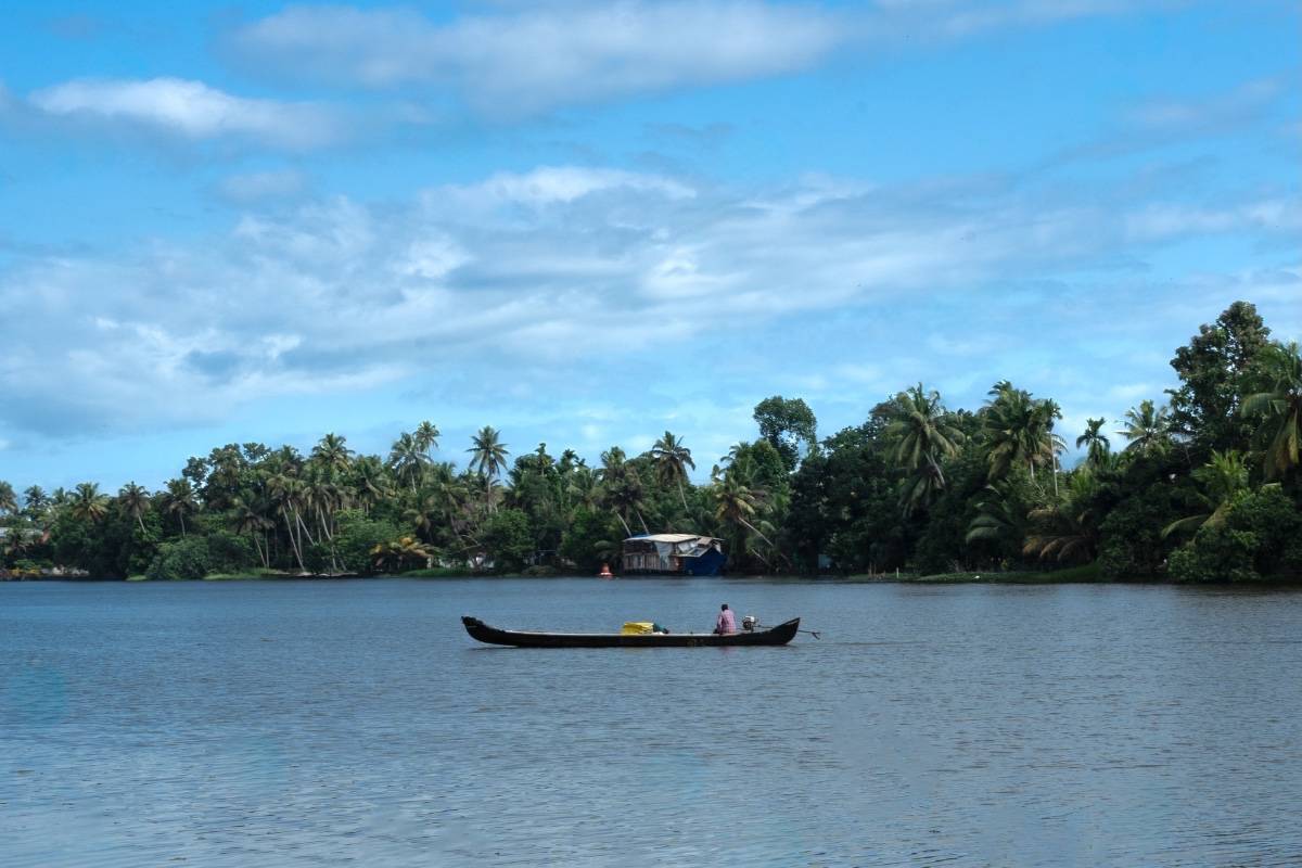 a small boat center on river 