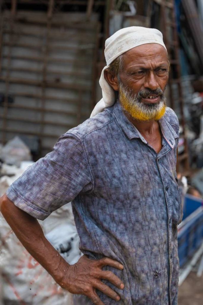 Orange beard face with looking serious.