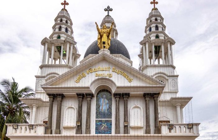 Church with 3 crosses on top