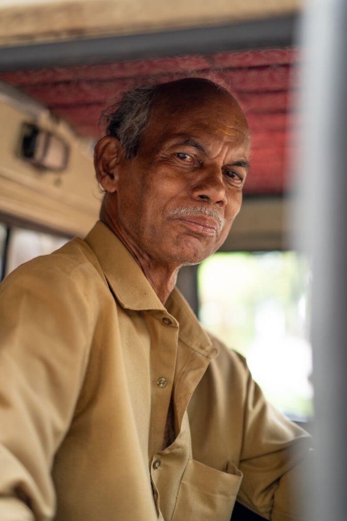 a truck driver's smile.