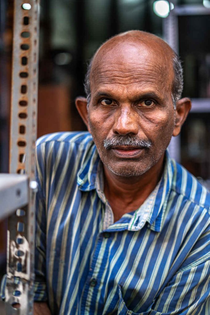 iron racks fixer having intense expression.