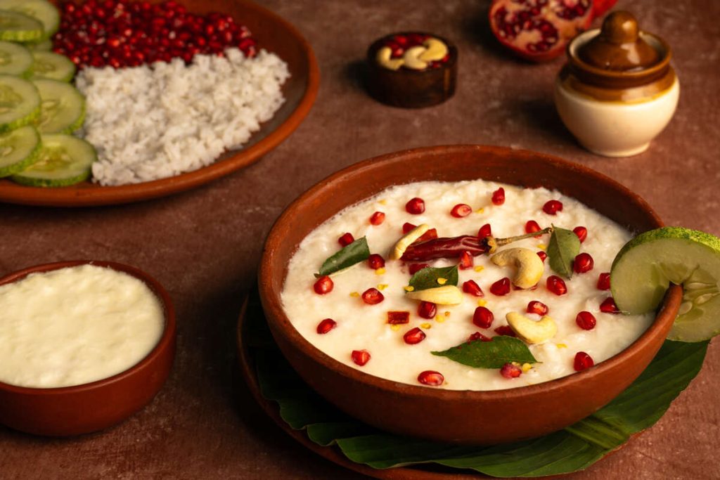 Curd rice and pomegranate  gives simple luxury