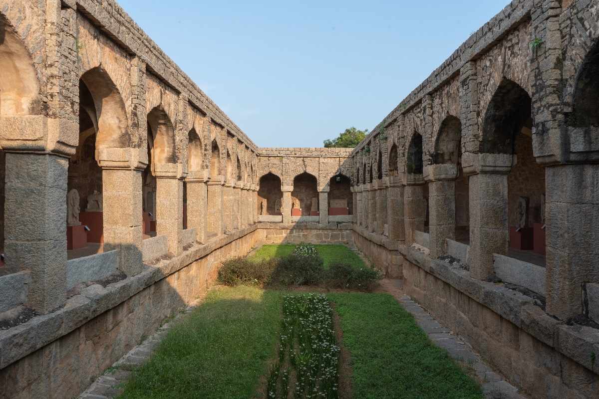 Ancient corridor with weathered walls