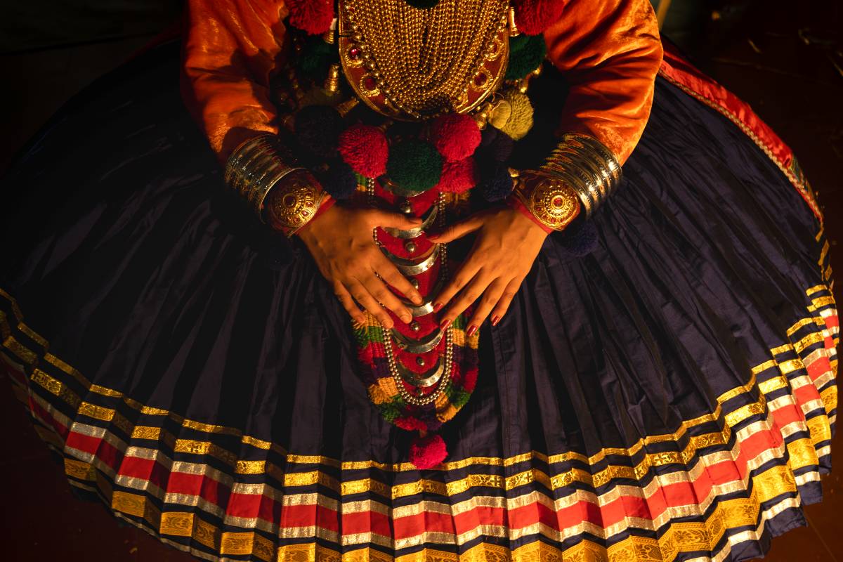 Kathakali Artistic Rebirth in full costume backstage.