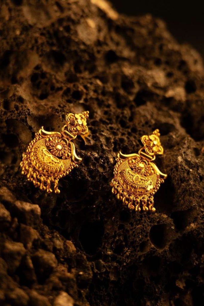 golden glowing  earrings.