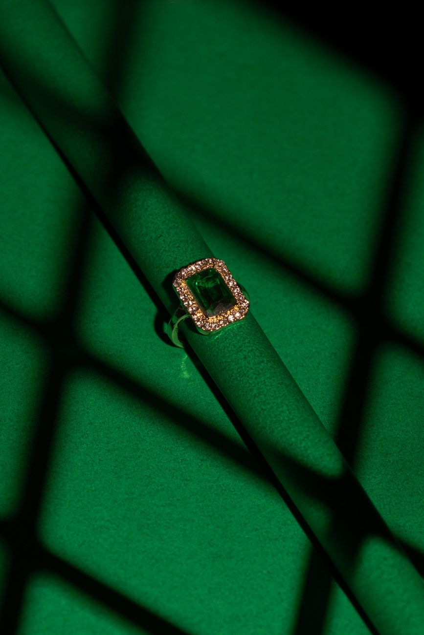 a ring in green glam