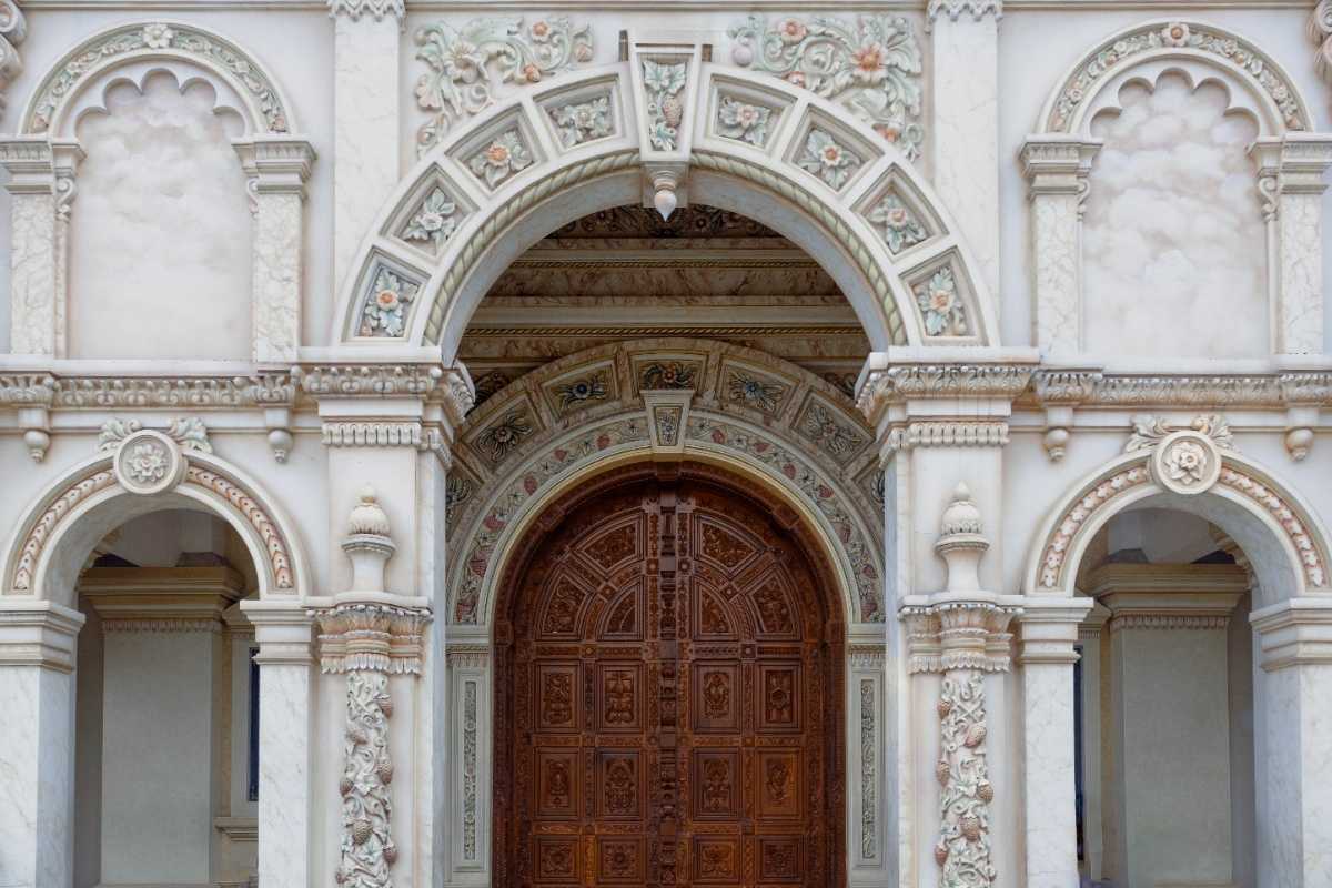 an ornate doorway for the church