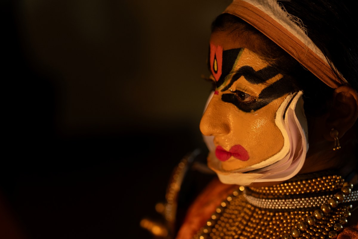 Close-up of Kathakali performer’s Painted Emotions.