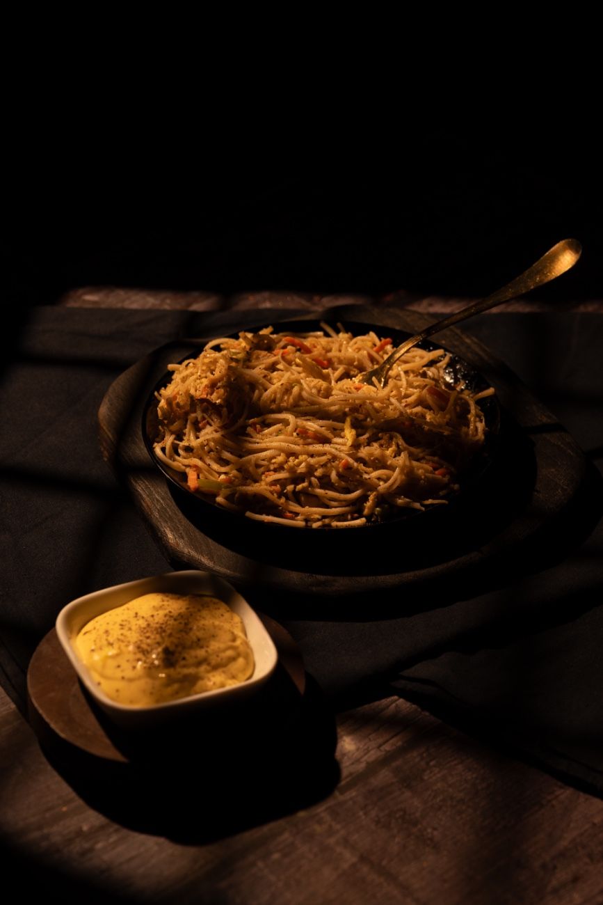 sizzling delight of stir fried spaghetti