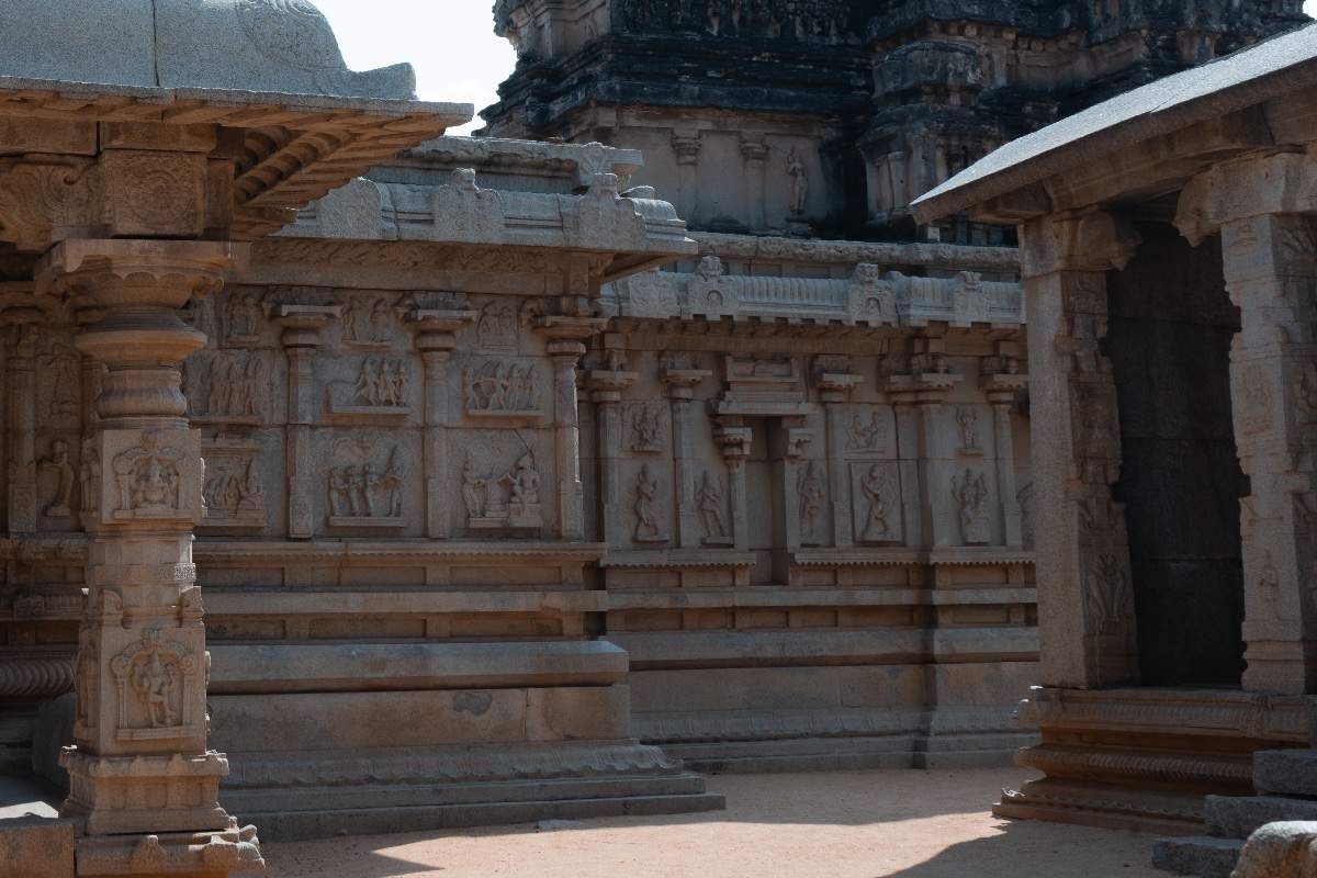 Temple walls with ancient art.  