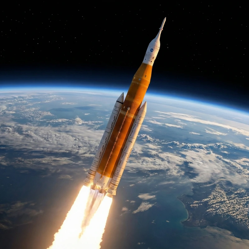 Rocket rising above the Earth, an AI film frame from Rising Embers